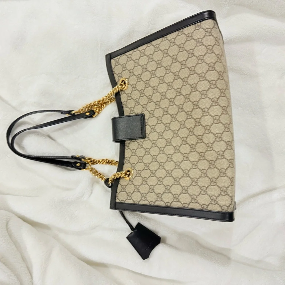 Elegant Designer Beige and Black Tote Bag - Picture 9 of 14